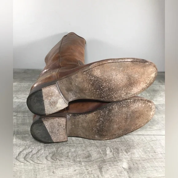 Frye 75449 Melissa Button 2 Brown Leather Knee-High Riding Womens Boots Size 10 - Picture 7 of 10